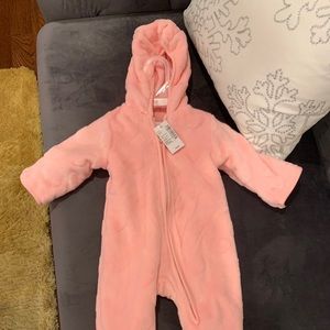 NWT Pink 0-3 Snowsuit with Hearts